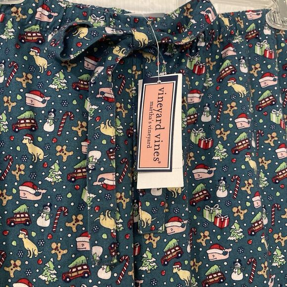 NWT Vineyard Vines Mens Small Christmas Pajama Pants Deep Juniper Whales Trees - Picture 2 of 7